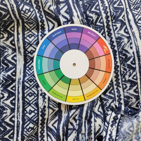 Notations Womens Top 2X Plus Roll Tab Sleeve Blue Geometric Button Up GEO220E - Picture 10 of 10